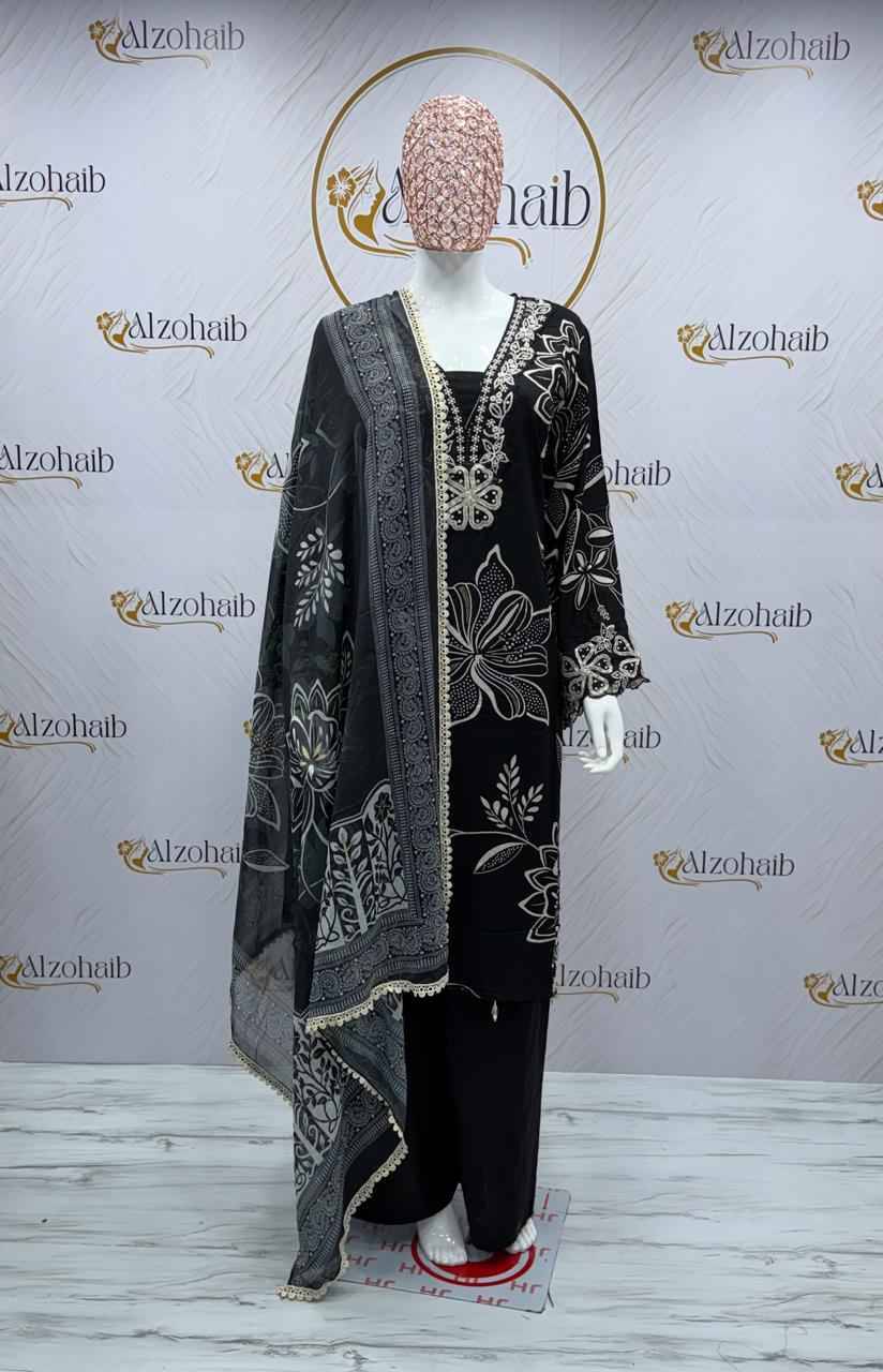 Alzohaib Pakistani Suit By Fashid Stylish Beautiful Colourful Printed & Embroidered Party Wear & Occasional Wear Pure cotton Dresses At Wholesale Price